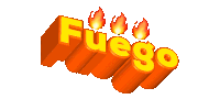 the word fuego is on a white background with flames coming out of it