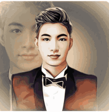 a painting of a man in a suit and bow tie