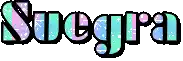a pixel art of the word suegra with a rainbow of colors