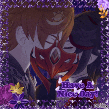 a picture of a man and woman kissing with the words have a nice day on the bottom