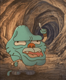 gumball from the amazing world of gumball holding a spoon in his hand