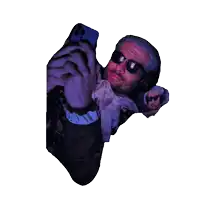 a man with a beard and sunglasses is taking a selfie