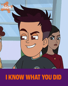 a cartoon of a boy with the words i know what you did above him