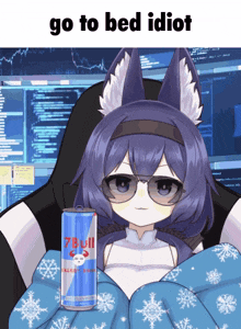 a can of 7bull energy drink sits next to a girl