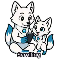 a cartoon drawing of two foxes with the word scrolling underneath them