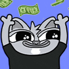 a cartoon cat is throwing money in the air while wearing sunglasses