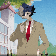a pixel art drawing of a man in a suit and tie