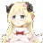 a pixel art of a girl with long blonde hair and horns .