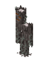 a pixel art drawing of a minecraft monster with glowing eyes .