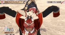 a girl in a pirate outfit is smiling in a video