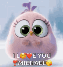 blink pink bird cute snow i love you michael