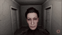 a woman 's face is shown in a video game with a circle in the corner that says ' nintendo '