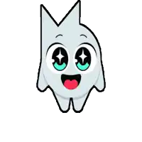 a cartoon drawing of a ghost with big eyes and a red tongue sticking out