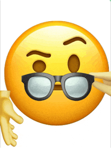 a yellow smiley face with a pair of black glasses on it