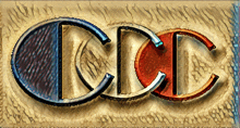 a drawing of the letters cdc in blue and red