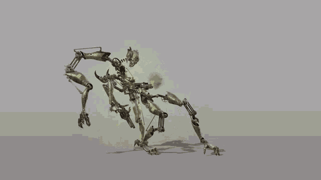 a robot with a gun and a torch on it