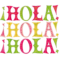 a colorful sign that says " hola " in spanish