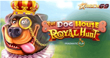 a dog wearing a crown and magnifying glass with the words the dog house royal hunt above it