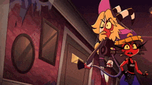 a cartoon character wearing a shirt that says staff