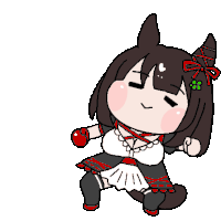 a cartoon drawing of a girl with horns and a red bow on her head