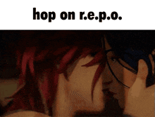 a couple kissing with the words hop on r.e.p.o.