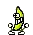 a pixel art drawing of a banana with arms and legs
