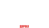 a white background with the word rapala in red letters on it .