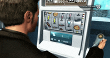a man is playing a video game with a slot machine that says any 4000