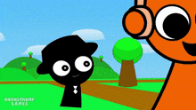a cartoon character with hornstromp games written on the bottom right