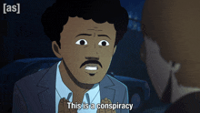 a man in a suit says this is a conspiracy in a cartoon