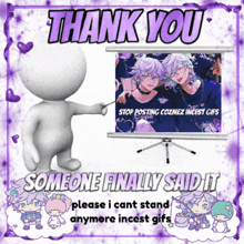 a thank you someone finally said it poster with a projector