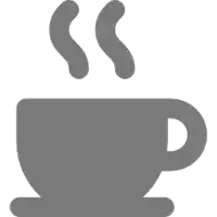 a gray icon of a cup of hot coffee with steam coming out of it .