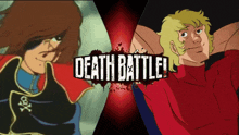a poster for a death battle between captain harlock and cobra