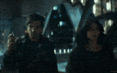 a man and a woman are walking in a dark room with the word kepler on the bottom left