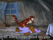 so sorry tiggy peed on you sorry tiggy pee