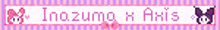 a pink and white striped banner with the words inazuma x akis on it