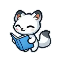a cartoon arctic fox is reading a blue book .