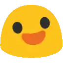 a yellow smiley face with black eyes and a big smile on its face .