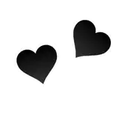 three black hearts on a white background with a shadow