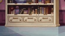 a cartoon illustration of a bookcase with books on it
