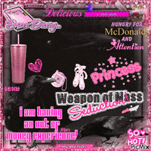 a picture of a crow that says ' weapon of miss seduction '