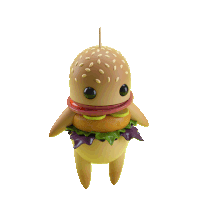 a cartoon illustration of a hamburger with a toothpick in it