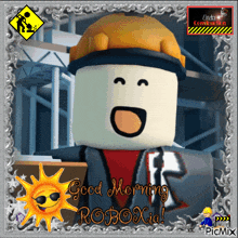 a picture of a robot with the words good morning roboxia on it