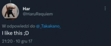 a screenshot of a tweet from haru requiem says i like this