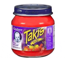 a jar of gerber takis fuego has a baby on the label