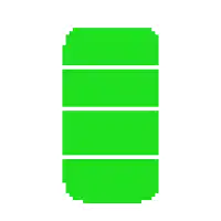 a pixel art illustration of a green can with three lines on a white background .