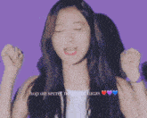 a girl with her eyes closed and the words " hop on secret neighbor lucas " above her