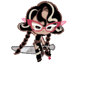 a girl with braids is holding a knife in her hand .