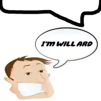 a cartoon of a man with a speech bubble saying i 'm will ard