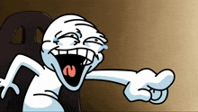 a cartoon character is laughing and pointing